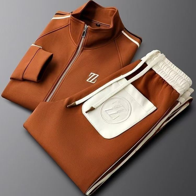Spring Autumn Fashion Embroidered LOGO Mens Sports Leisure Jacket Pants 2-Piece Set, Youth Street Party Brand Men Sets
