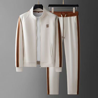 Spring Autumn Fashion Embroidered LOGO Mens Sports Leisure Jacket Pants 2-Piece Set, Youth Street Party Brand Men Sets