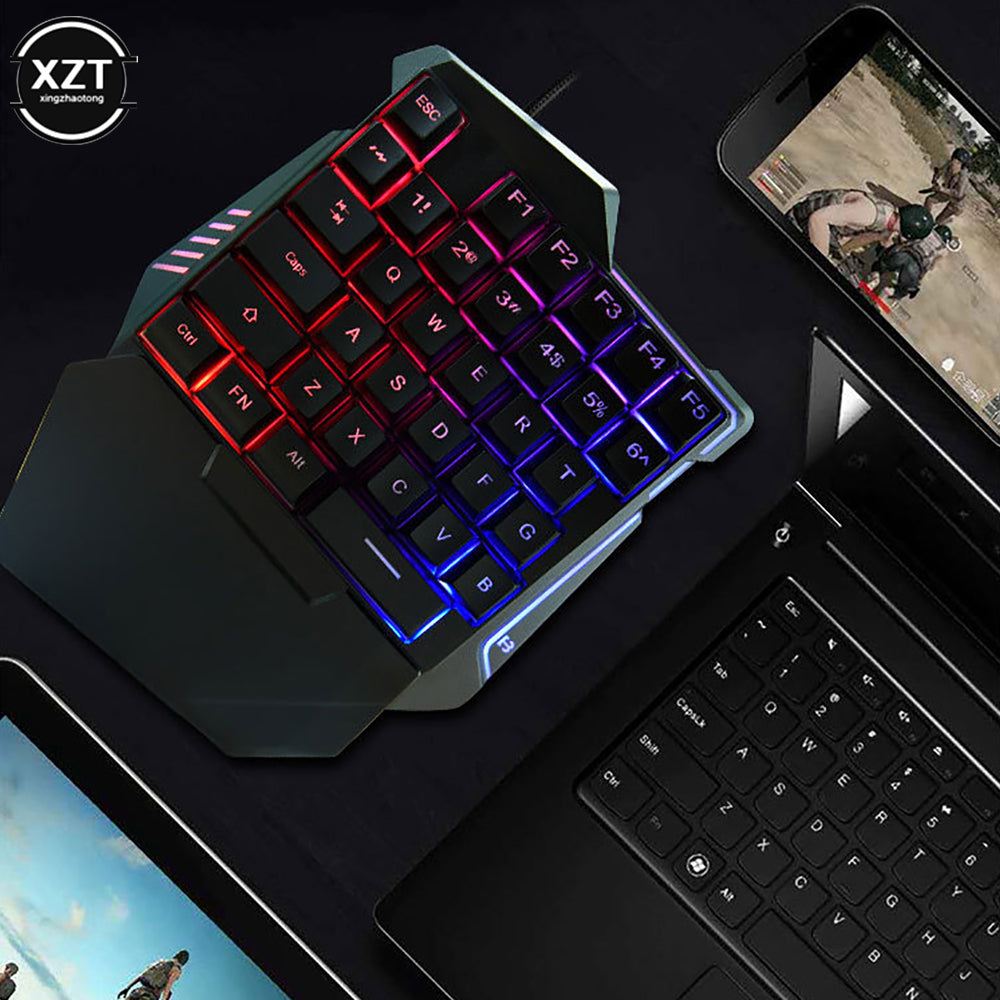 Portable 35 Keys Mini Wired Keyboard, USB One-handed Gaming Mechanical Keyboard, Ergonomic Gamer Keypad for PC Laptop