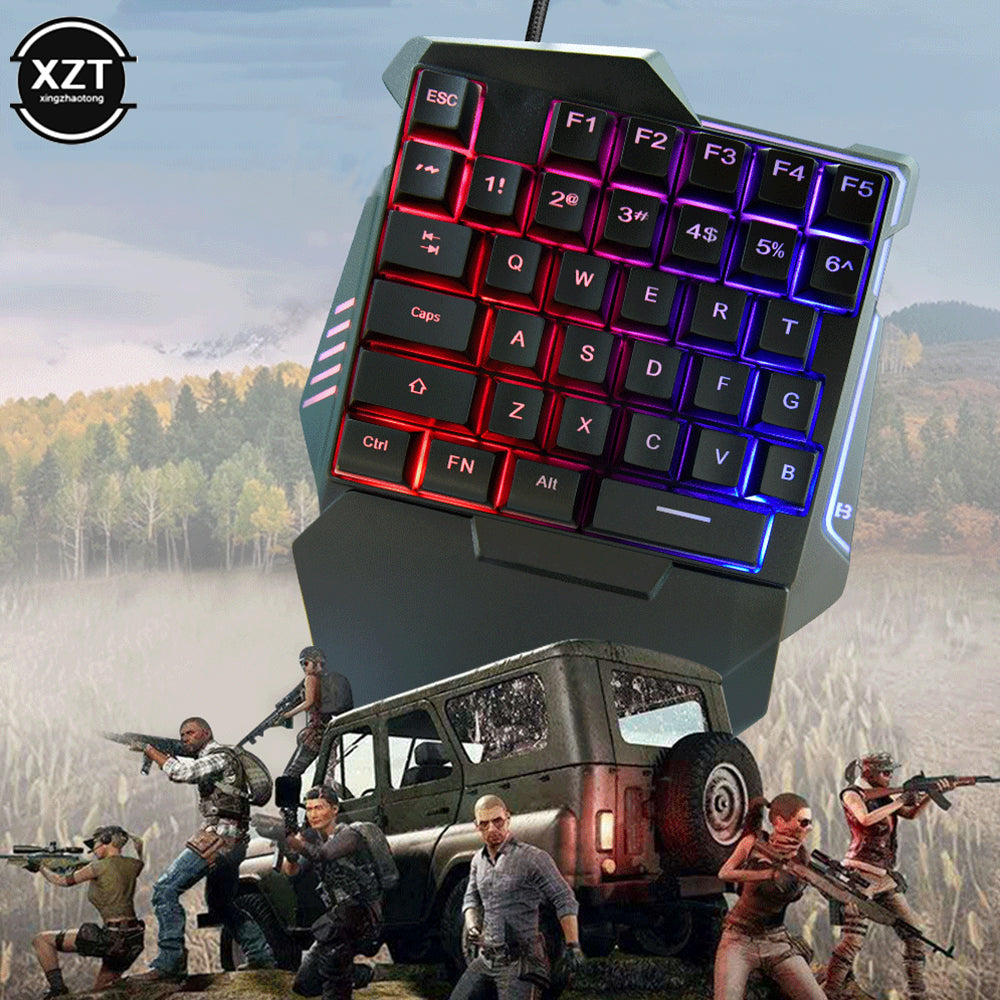Portable 35 Keys Mini Wired Keyboard, USB One-handed Gaming Mechanical Keyboard, Ergonomic Gamer Keypad for PC Laptop