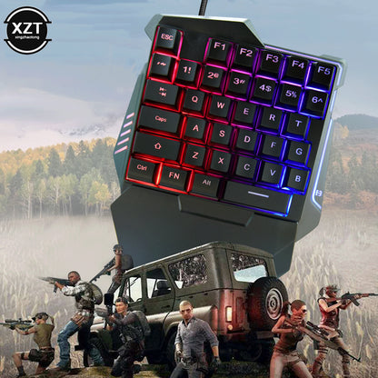 Portable 35 Keys Mini Wired Keyboard, USB One-handed Gaming Mechanical Keyboard, Ergonomic Gamer Keypad for PC Laptop