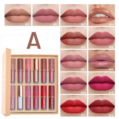Multicolor Book Lip Gloss Set, Matte Velvet Finish, Long Lasting Waterproof Lip Gloss, Non Stick Formula, Lipstick Kit
