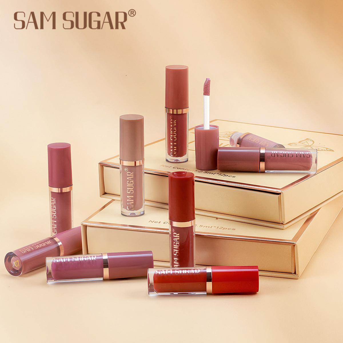 Multicolor Book Lip Gloss Set, Matte Velvet Finish, Long Lasting Waterproof Lip Gloss, Non Stick Formula, Lipstick Kit