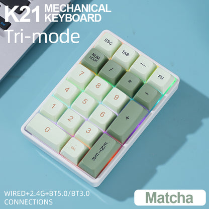 Wireless Numeric Keypad, Tri-mode Bluetooth, Mechanical Hot-Swap 21-Key Mini Keypad for Finance Users