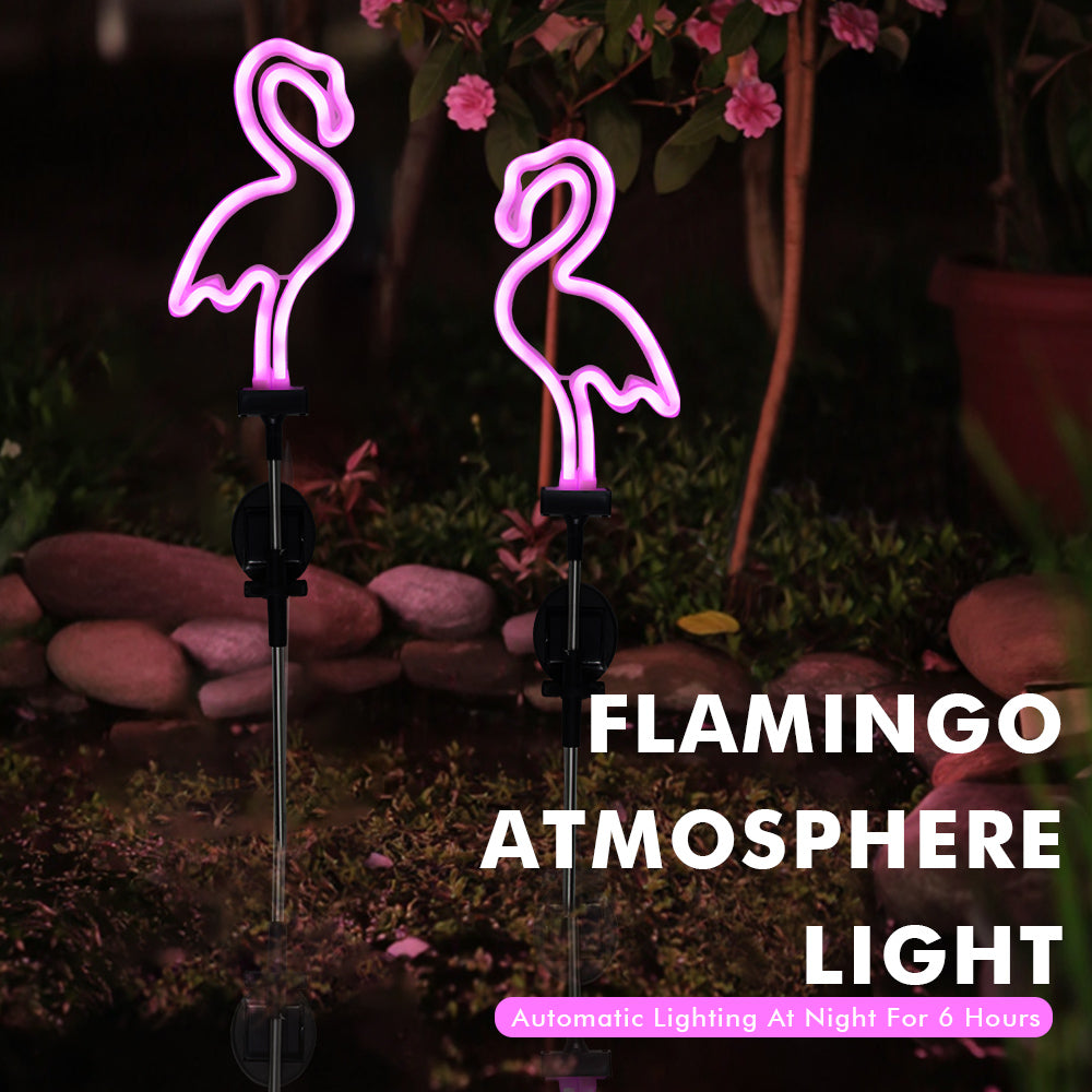 Solar Neon Flamingo Lights, Waterproof Landscape Garden Decoration for Outdoor Lawn, Terrace & Patio Walkway