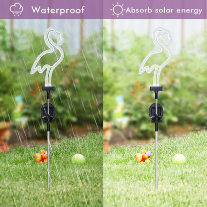 Solar Neon Flamingo Lights, Waterproof Landscape Garden Decoration for Outdoor Lawn, Terrace & Patio Walkway