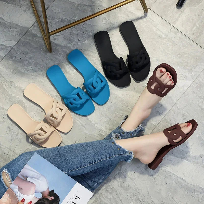 Women Simple Outdoor Indoor Slides Comfortable Beach Footwear With Adjustable Straps For Cool  Sexy 5