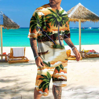 Mens Tracksuit Set, 3D Print 2-Piece T-Shirt & Shorts Casual Sports Suit for Beach, Vacation & Summer 2023
