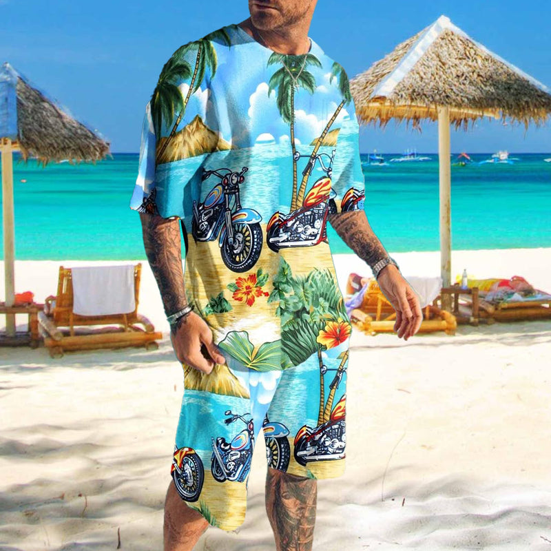 Mens Tracksuit Set, 3D Print 2-Piece T-Shirt & Shorts Casual Sports Suit for Beach, Vacation & Summer 2023