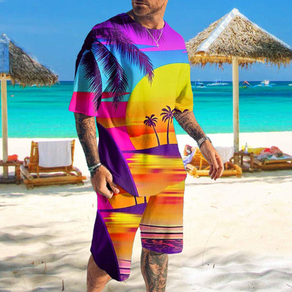 Mens Tracksuit Set, 3D Print 2-Piece T-Shirt & Shorts Casual Sports Suit for Beach, Vacation & Summer 2023