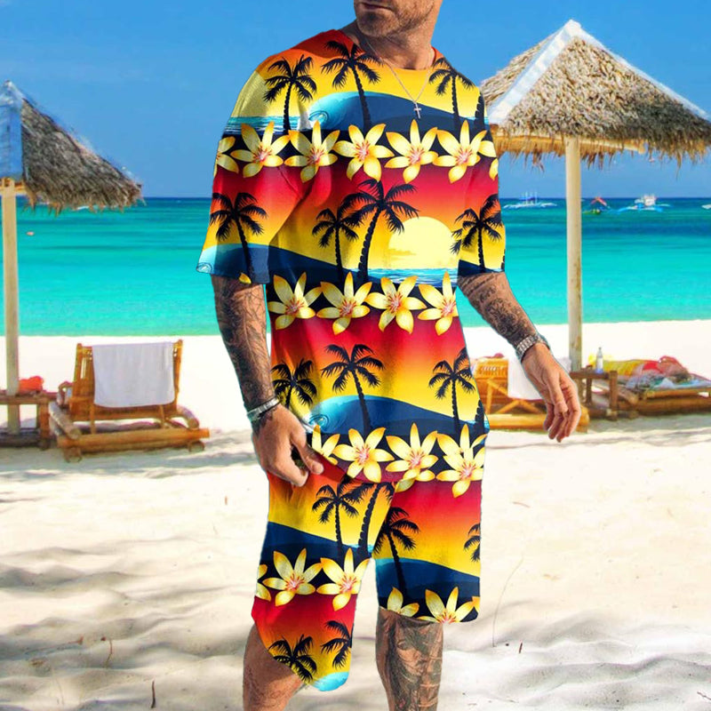 Mens Tracksuit Set, 3D Print 2-Piece T-Shirt & Shorts Casual Sports Suit for Beach, Vacation & Summer 2023