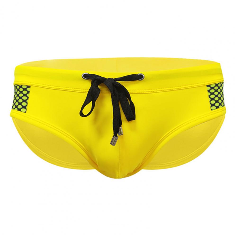 Mens Summer Swim Briefs, Low-Rise Drawstring Sexy Swimming Briefs with Dot Stitching Print Quick-Dry Swim Trunks for Men