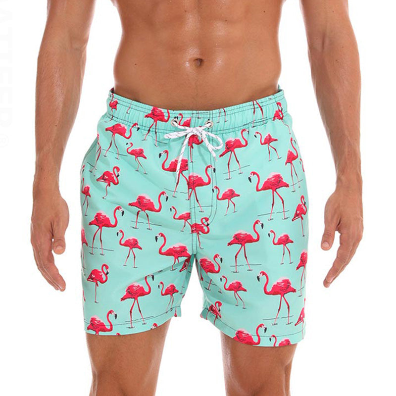 DATIFER Mens Sports Short Beachwear, New Style Polyester Printing Fitness Beach Pants for Surfing, Swimming Bathing