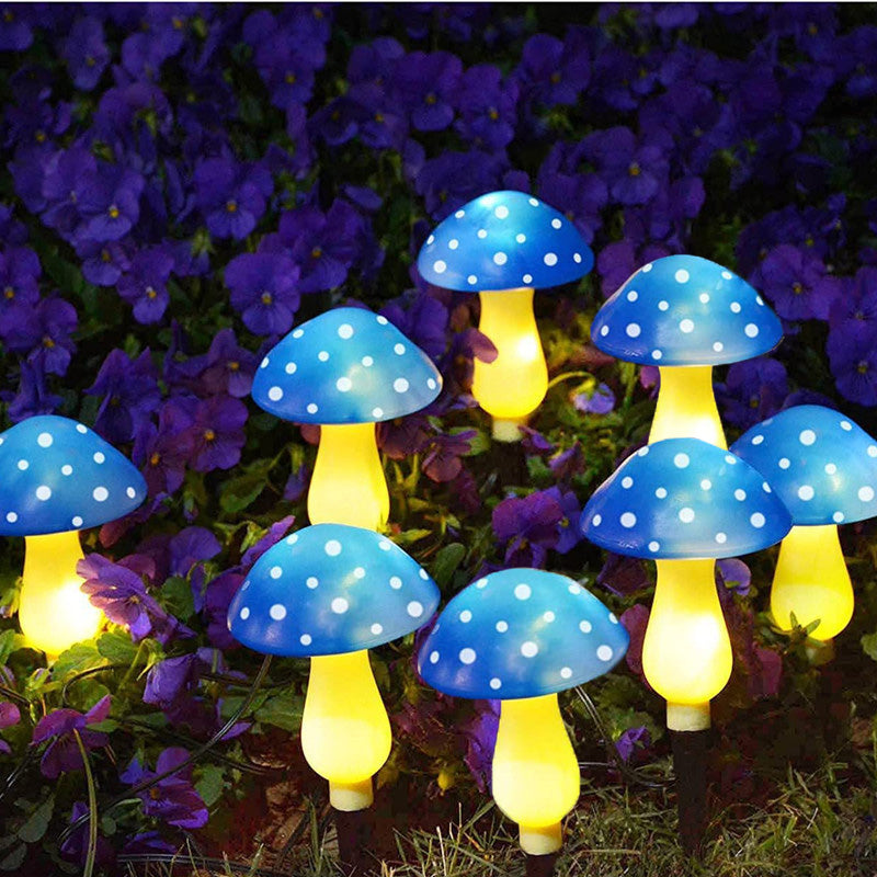 SolarPowered Mushroom Lawn Lamps 8 LED Fairy Lights String For Garden Yard Easter  Wedding Decor 2