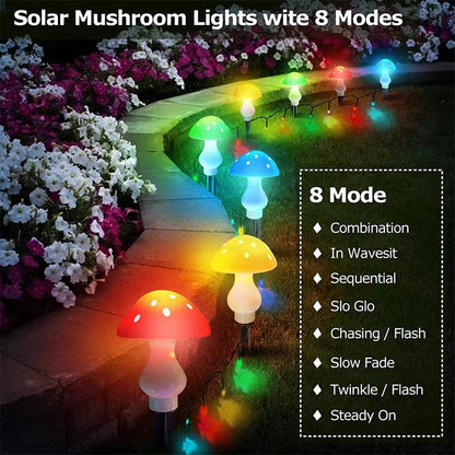 SolarPowered Mushroom Lawn Lamps 8 LED Fairy Lights String For Garden Yard Easter  Wedding Decor 4