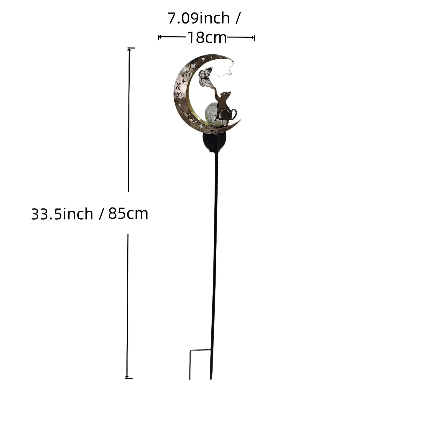 Cat MoonShaped Iron Solar Lamp Decorative Outdoor Garden Lighting With Automatic Sensor  Solar Powe 2