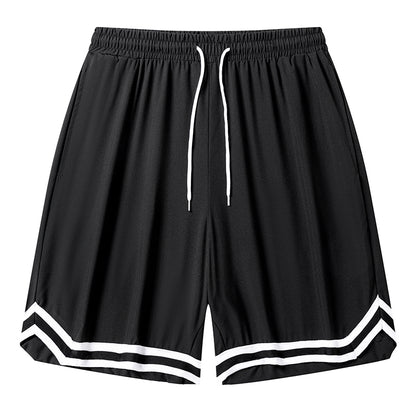Mens Colorblock Striped Basketball Shorts, Quick Dry Athletic Gym Shorts with Pockets & Drawstring Waist for Workout