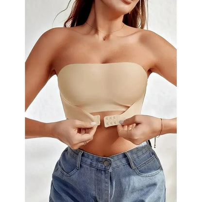 Strapless Seamless Bra with Front Button Closure for Comfortable Daily Wear