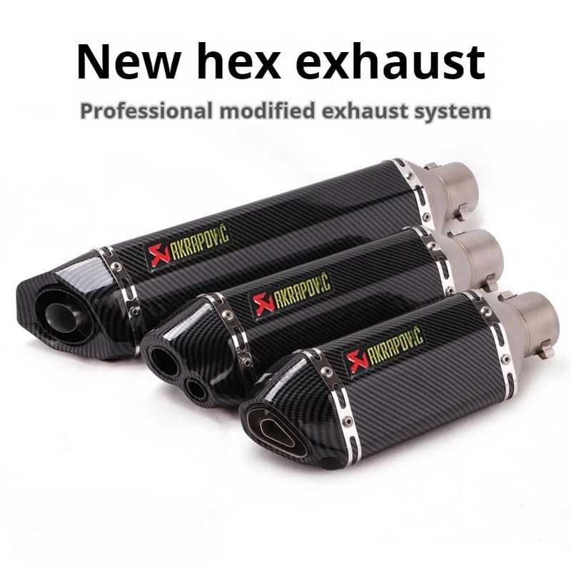 Universal Motorcycle Exhaust Pipe with Hexagonal Tip for Sport and Street Bike Modification
