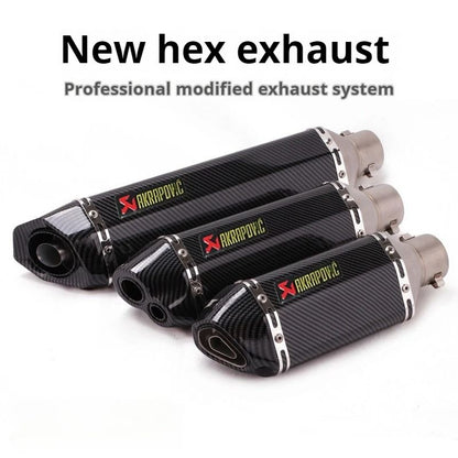Universal Motorcycle Exhaust Pipe with Hexagonal Tip for Sport and Street Bike Modification