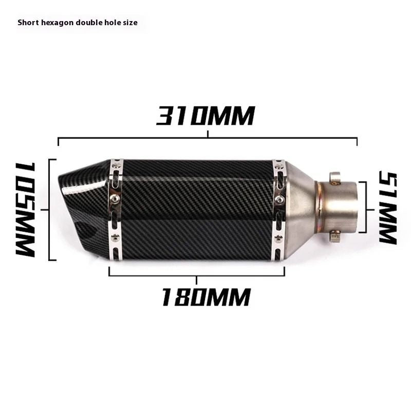 Universal Motorcycle Exhaust Pipe With Hexagonal Tip For Sport And Street Bike Modification 2
