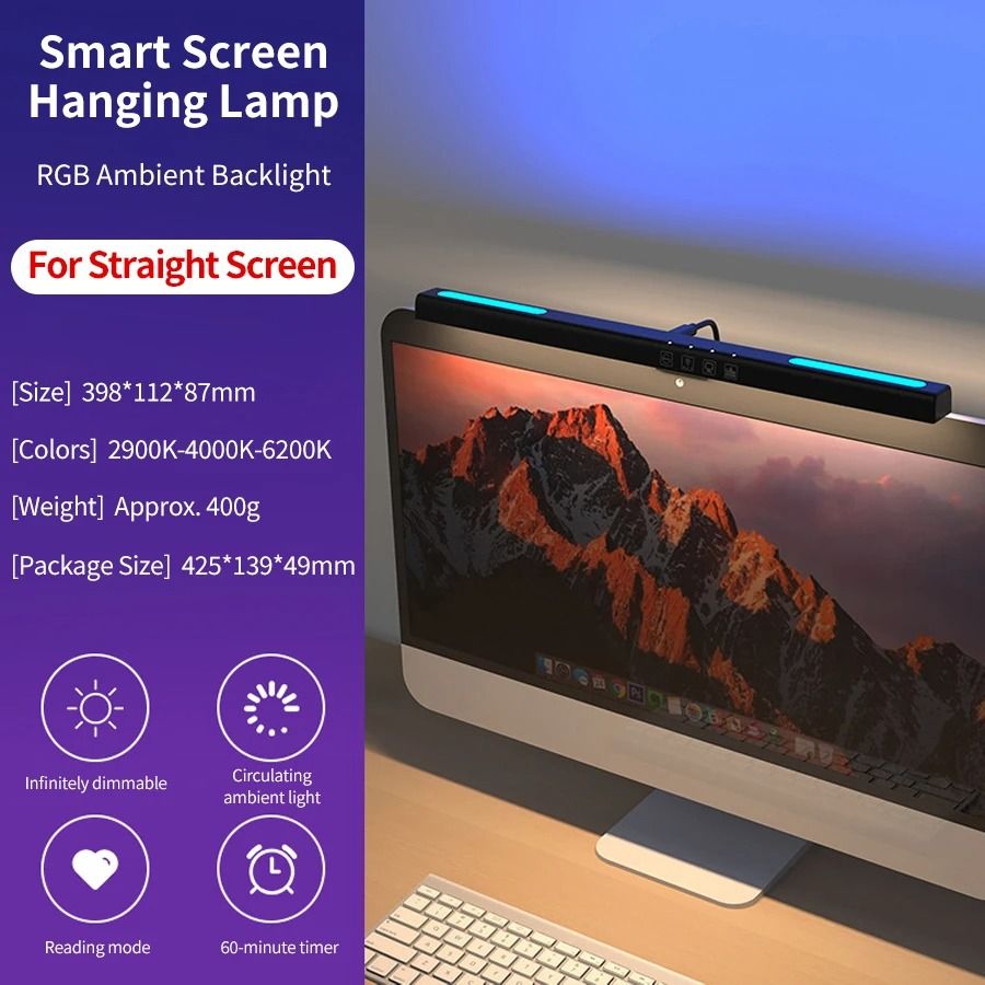 LED Monitor Light Bar With RGB Ambient Lighting For Desk Setup And Gaming Room Decor 6