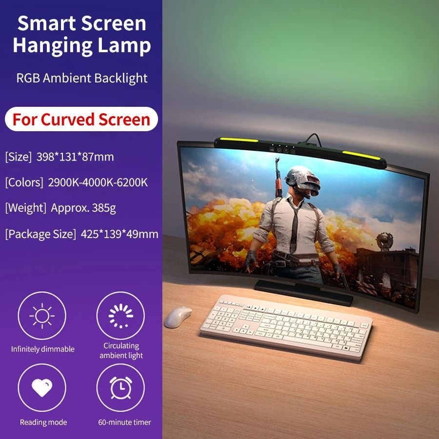 LED Monitor Light Bar With RGB Ambient Lighting For Desk Setup And Gaming Room Decor 7