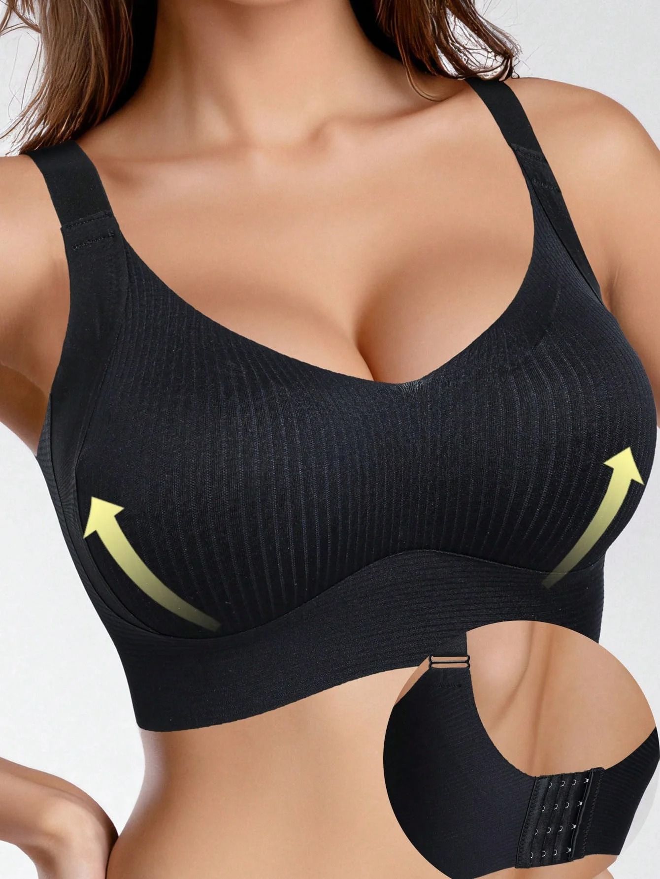 Seamless Push Up Wireless Bra with Removable Pads and Adjustable Band for Women M to 4XL