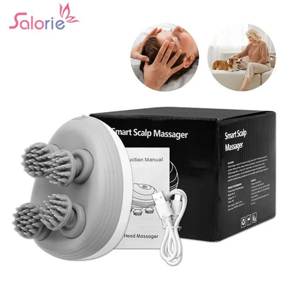 Electric Head and Scalp Massager with 4 Rotating Kneading Heads for Hair Growth and Deep Relaxation