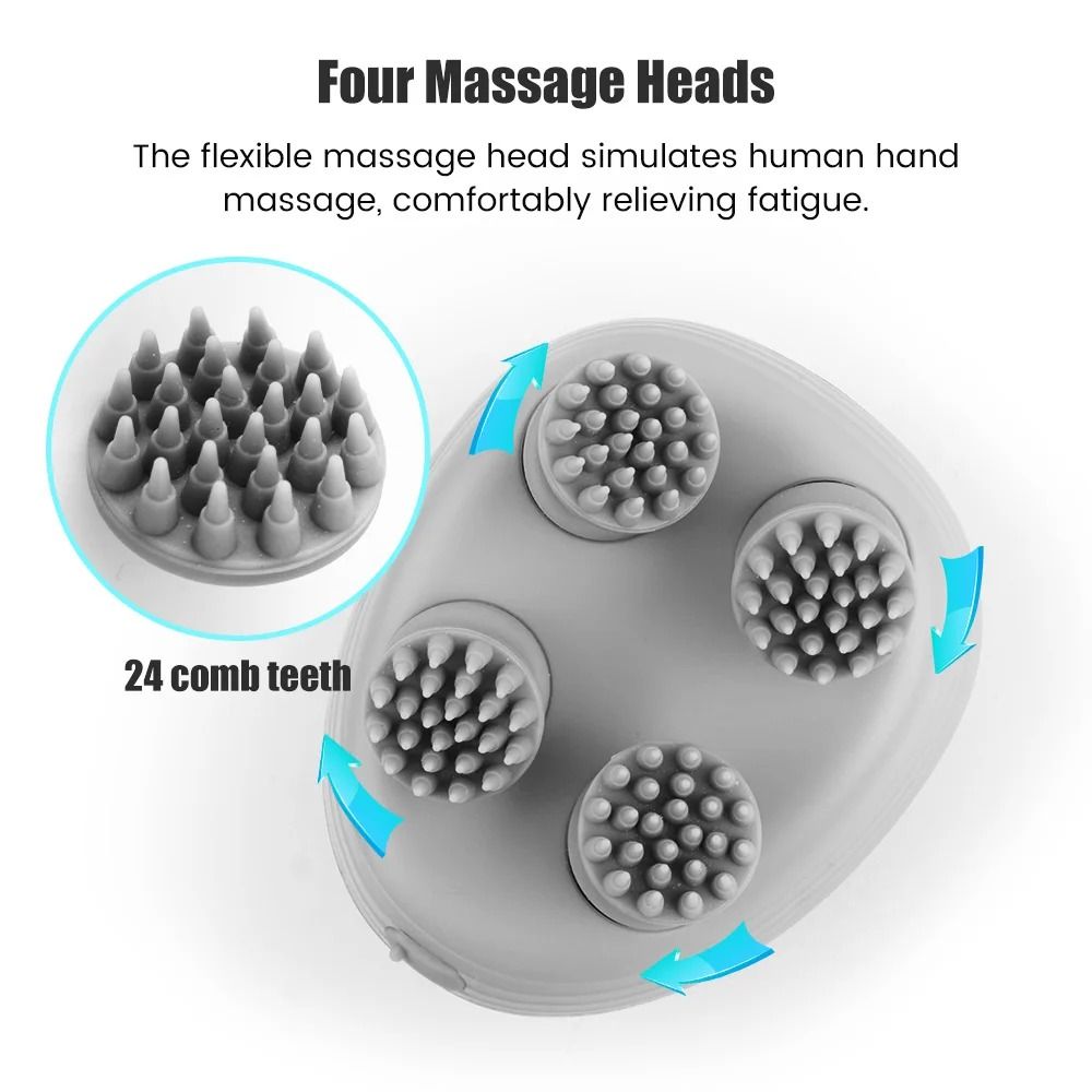 Electric Head And Scalp Massager With 4 Rotating Kneading Heads For Hair Growth And Deep Relaxation 2