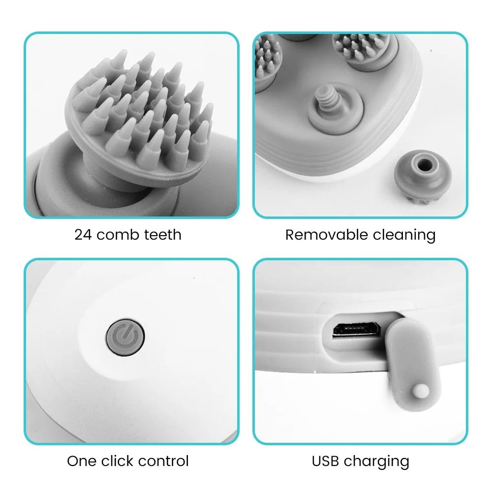 Electric Head And Scalp Massager With 4 Rotating Kneading Heads For Hair Growth And Deep Relaxation 5