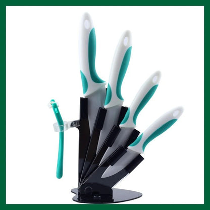 Ceramic Kitchen Knife Set With 3 4 5 6 Inch Blades Peeler And Holder For Slicing And Food Prep 9