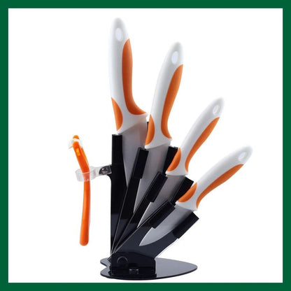 Ceramic Kitchen Knife Set With 3 4 5 6 Inch Blades Peeler And Holder For Slicing And Food Prep 11