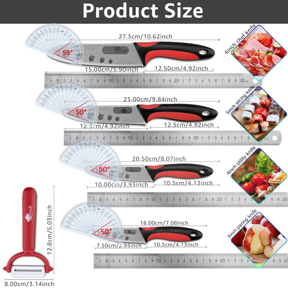 Ceramic Kitchen Knife Set With 3 4 5 6 Inch Blades Peeler And Holder For Slicing And Food Prep 3