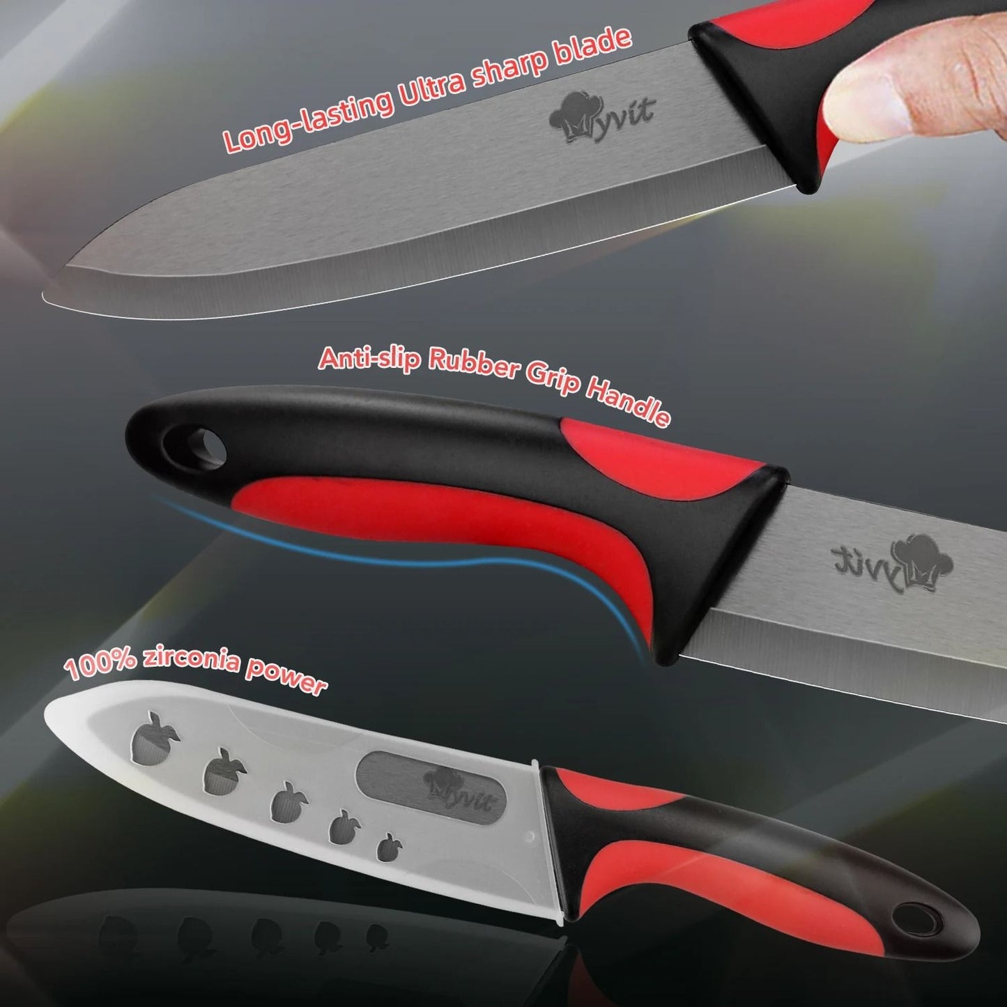 Ceramic Kitchen Knife Set With 3 4 5 6 Inch Blades Peeler And Holder For Slicing And Food Prep 4