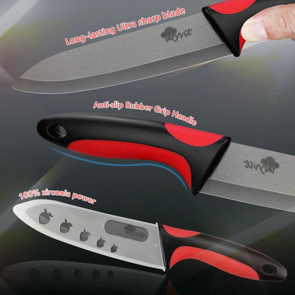 Ceramic Kitchen Knife Set With 3 4 5 6 Inch Blades Peeler And Holder For Slicing And Food Prep 4