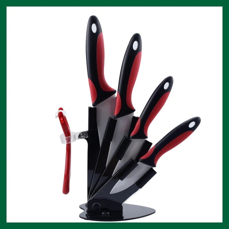 Ceramic Kitchen Knife Set With 3 4 5 6 Inch Blades Peeler And Holder For Slicing And Food Prep 7