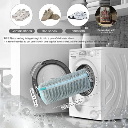 Cotton Shoe Washing Bag With Fluffy Fiber Lining For Laundry Protection And Dirt Removal 1