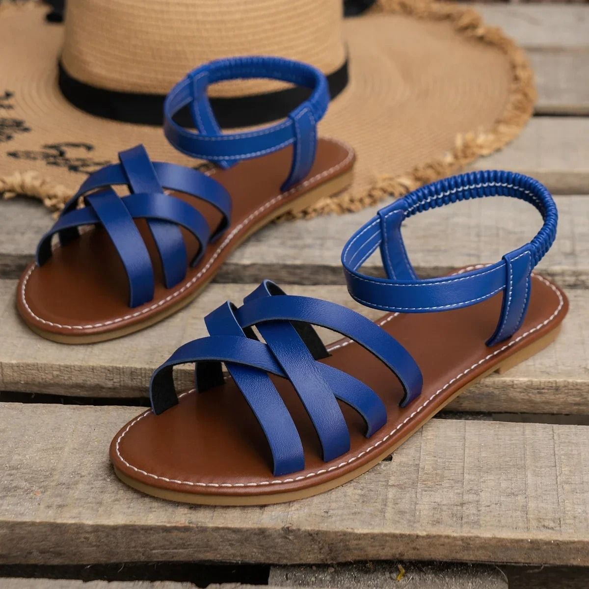 Womens Lightweight Flat Sandals With Elastic Band For Casual Spring And Summer Comfort 3