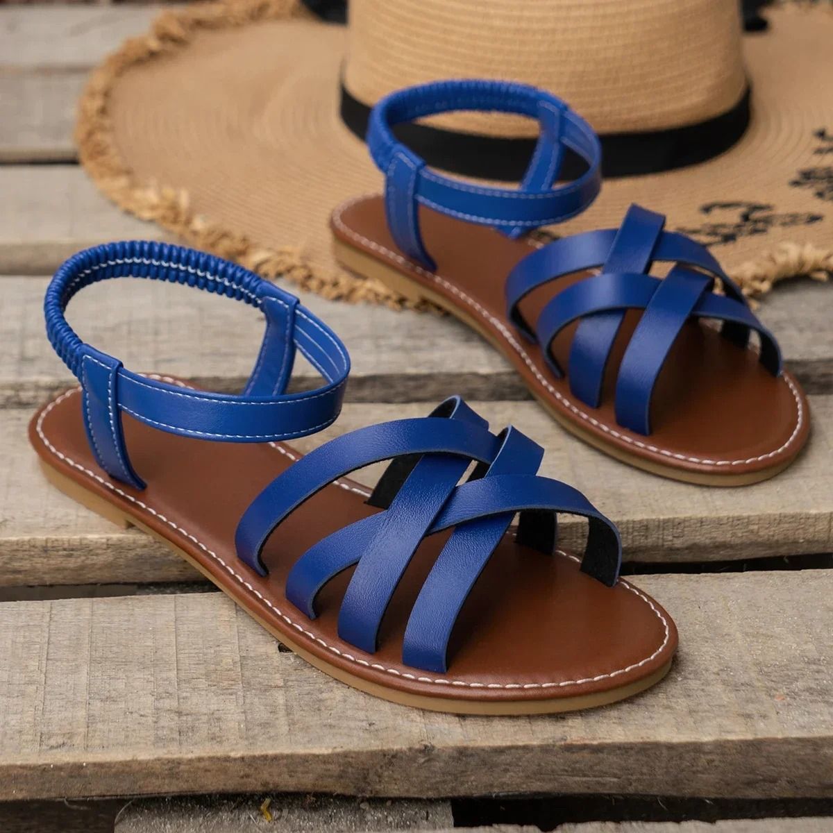 Womens Lightweight Flat Sandals With Elastic Band For Casual Spring And Summer Comfort 8