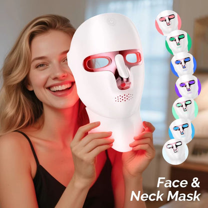 7-Color LED Face & Neck Mask – Skin Rejuvenation, Anti-Aging & Whitening Beauty Treatment