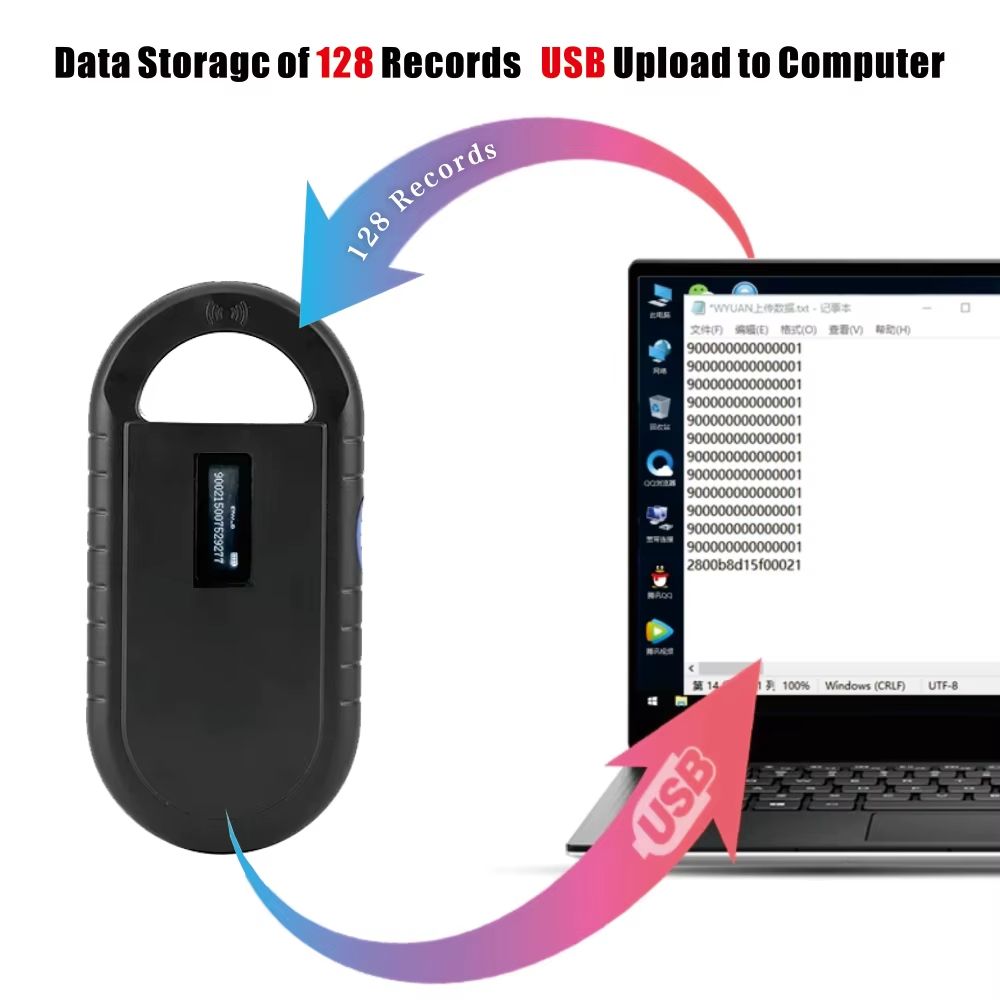 Handheld Pet Microchip Scanner  1342kHz FDXB Animal ID Reader With USB Rechargeable Interface 5