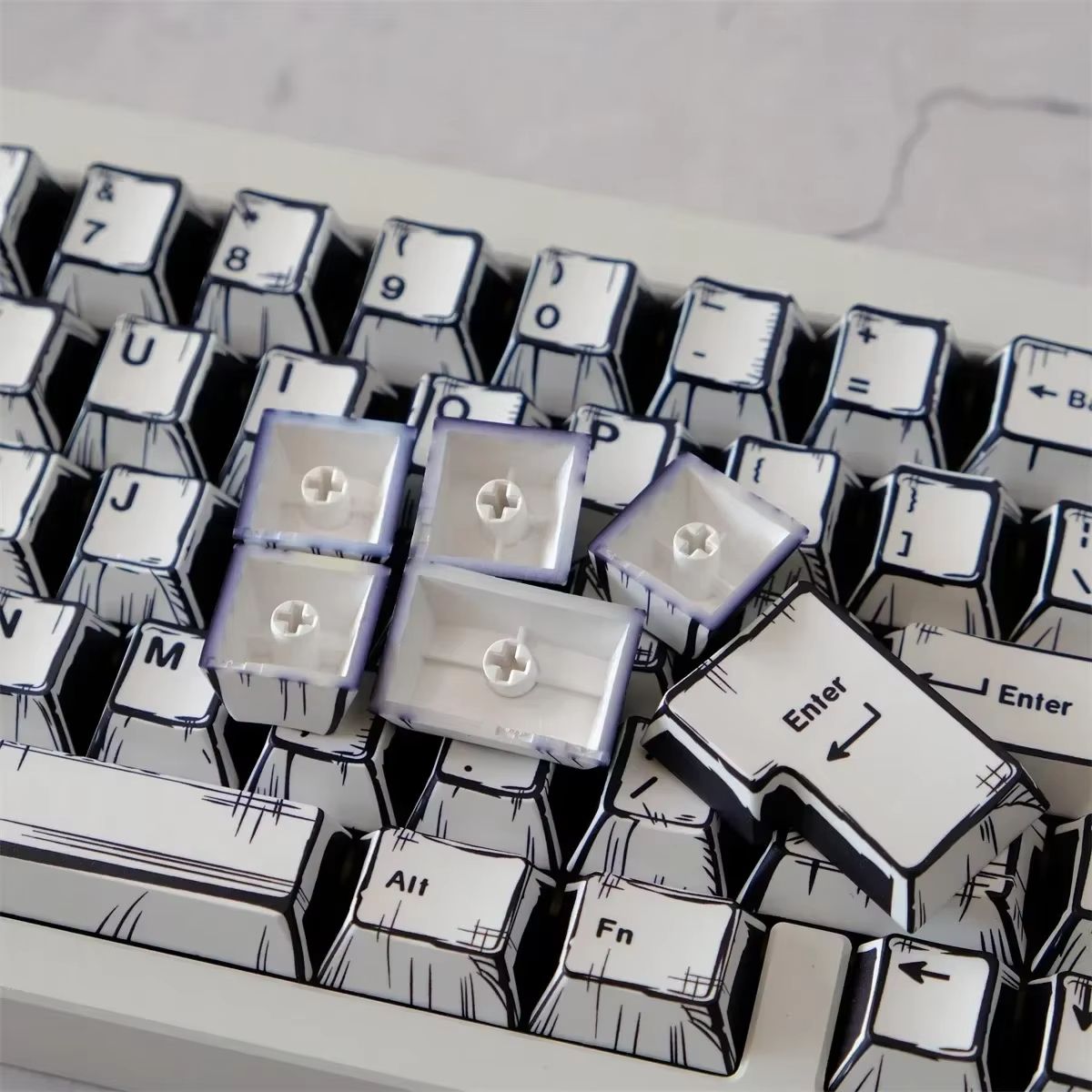 151Key Manga Style Keycap Set  PBT Cherry Profile Keycaps For Mechanical Gaming Keyboards 1
