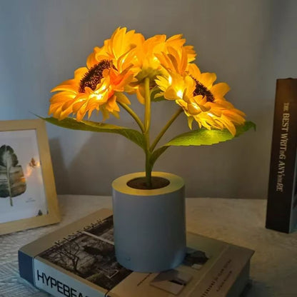 Sunflower LED Night Light – USB Rechargeable Table Lamp for Bedroom, Desktop & Home Decor