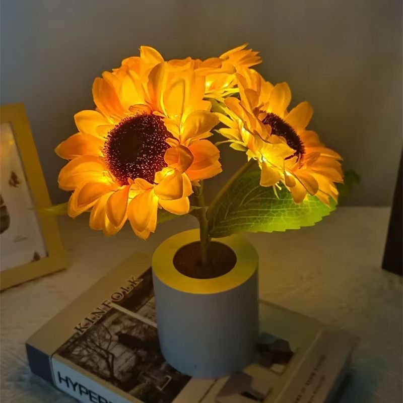 Sunflower LED Night Light  USB Rechargeable Table Lamp For Bedroom Desktop  Home Decor 1