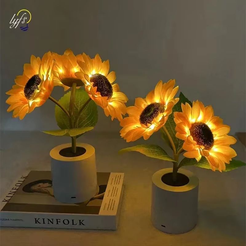 Sunflower LED Night Light  USB Rechargeable Table Lamp For Bedroom Desktop  Home Decor 2