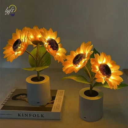 Sunflower LED Night Light  USB Rechargeable Table Lamp For Bedroom Desktop  Home Decor 2