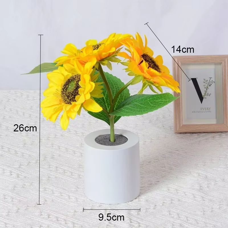 Sunflower LED Night Light  USB Rechargeable Table Lamp For Bedroom Desktop  Home Decor 6