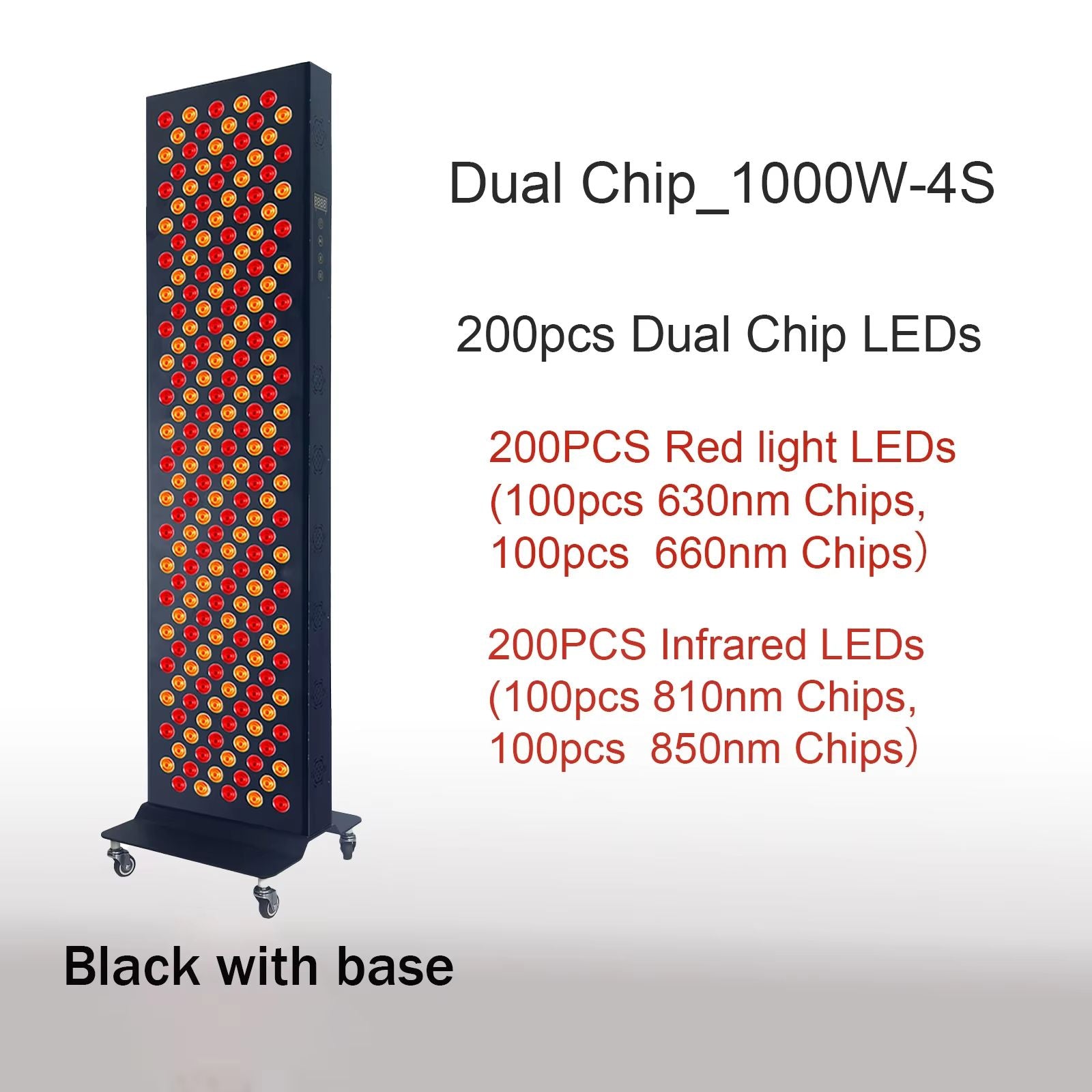 Dual Chip Red  Infrared Light Therapy Panel  630nm 660nm 810nm 850nm LED Treatment For Face  Body W 7