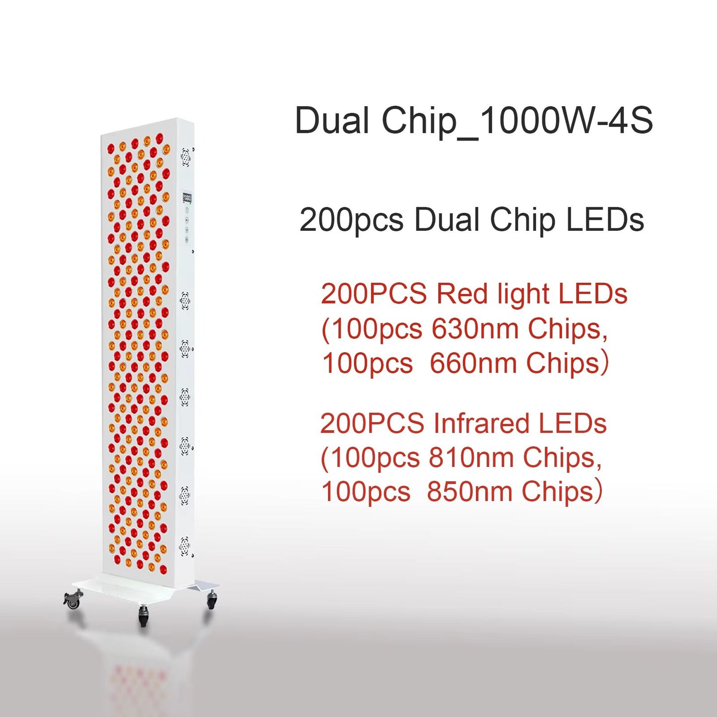 Dual Chip Red  Infrared Light Therapy Panel  630nm 660nm 810nm 850nm LED Treatment For Face  Body W 11